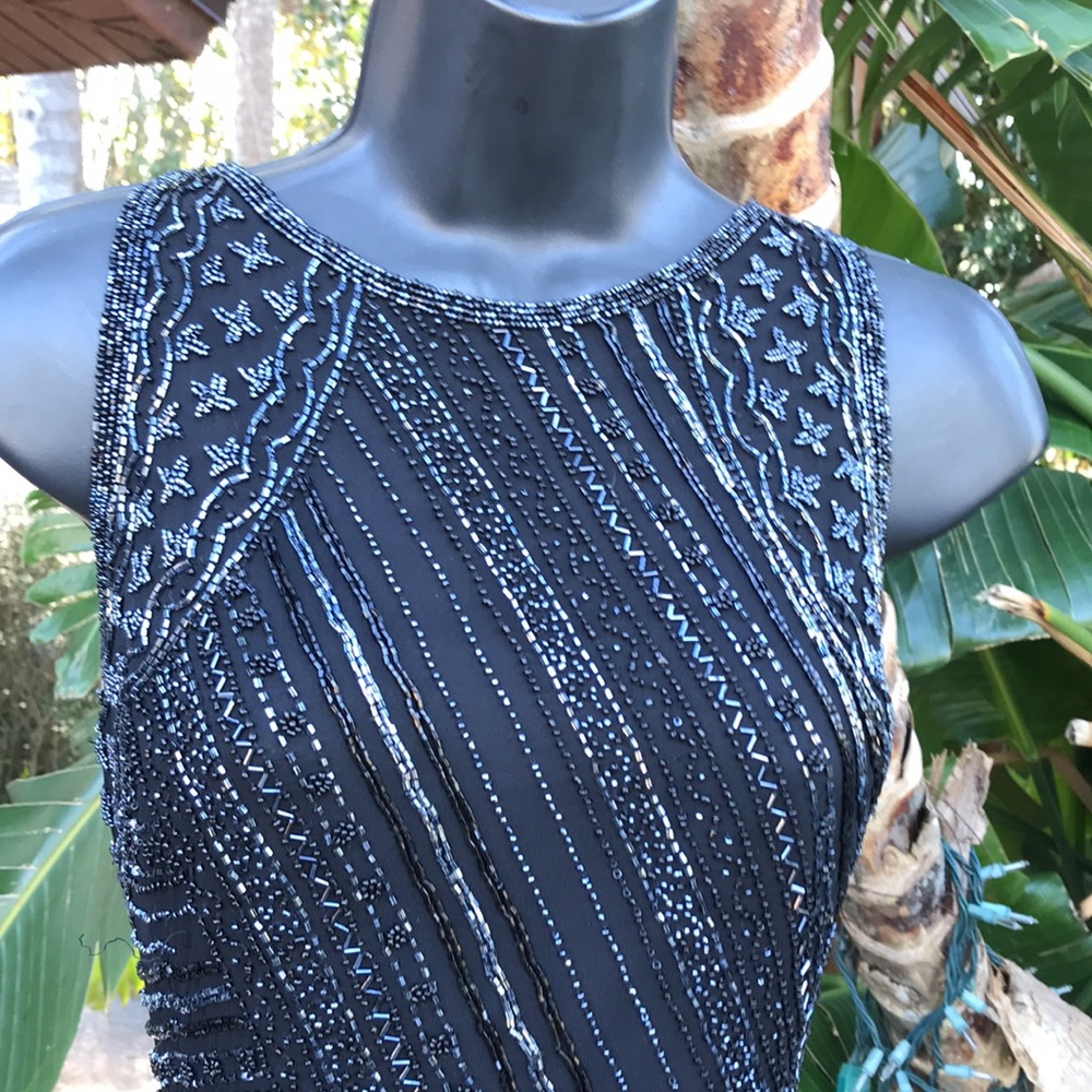 Adriana Papel beaded silk asymmetric halter look top